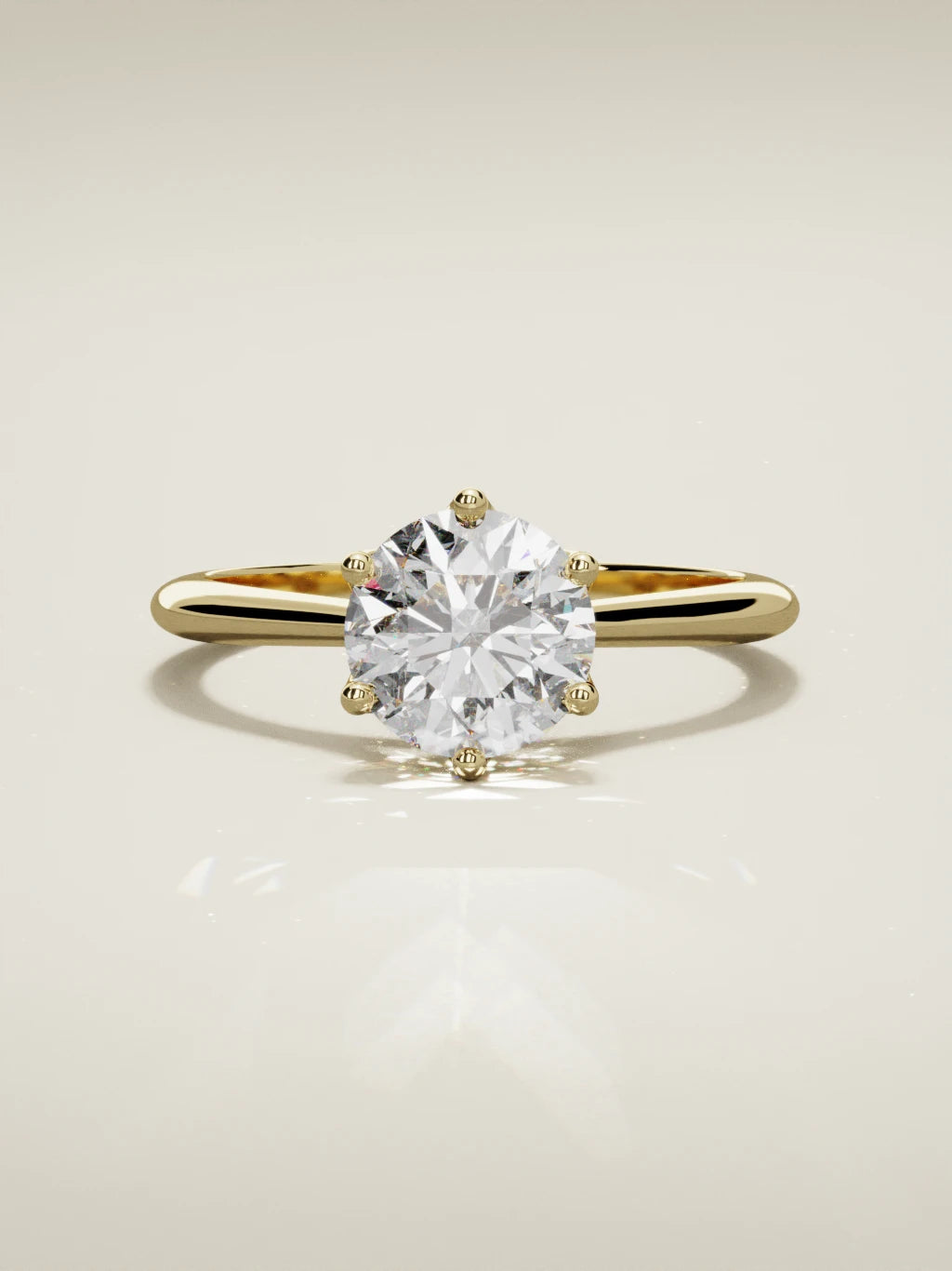 The Azahar, solitario con diamante redondo de laboratorio en oro amarillo 14K, vista frontal