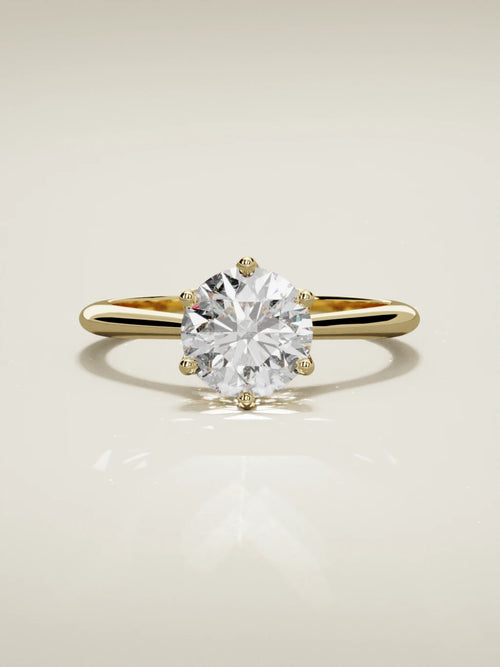 The Azahar round lab-grown diamond solitaire in 14K yellow gold, front view