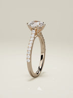 The Blonda, solitario con diamante redondo de laboratorio en oro rosa 14K, de pie, vista frontal