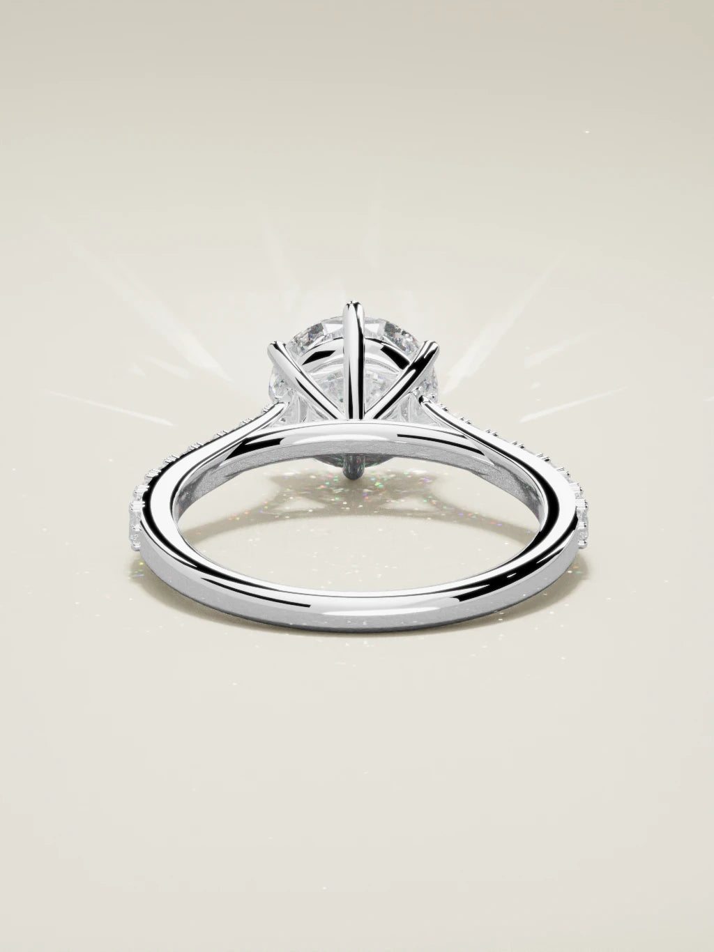 The Blonda, solitario con diamante redondo de laboratorio en oro blanco 14K, vista trasera