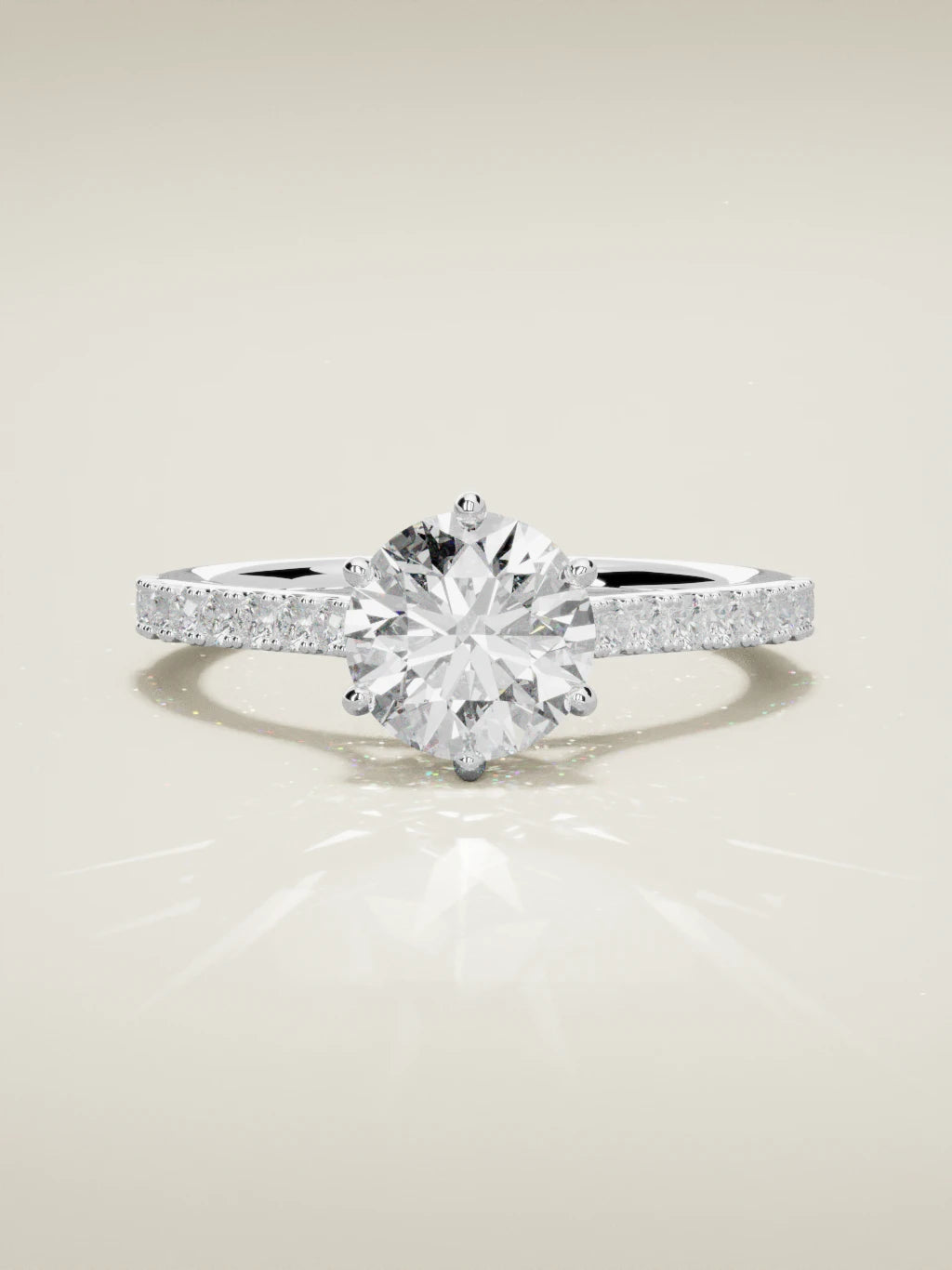 The Blonda, solitario con diamante redondo de laboratorio en oro blanco 14K, vista frontal