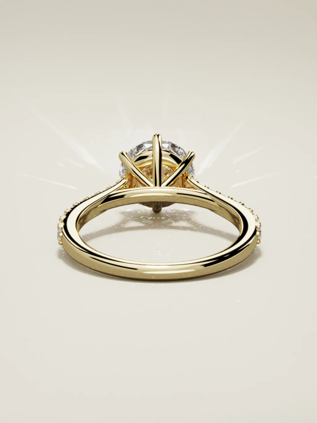 The Blonda, solitario con diamante redondo de laboratorio en oro amarillo 14K, vista trasera