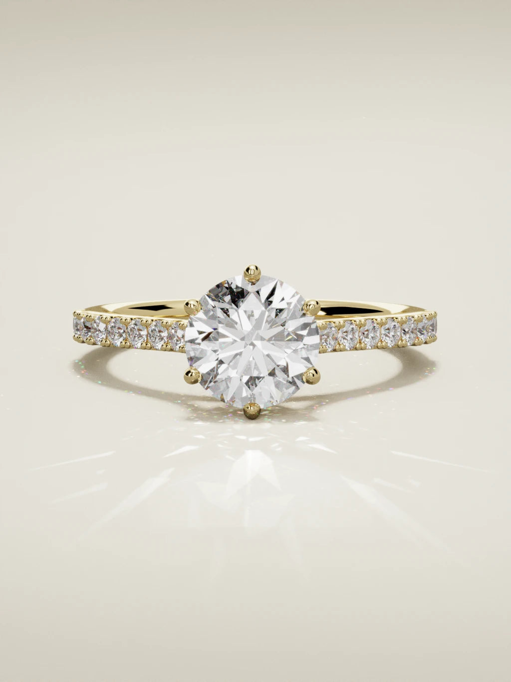 The Blonda, solitario con diamante redondo de laboratorio en oro amarillo 14K, vista frontal