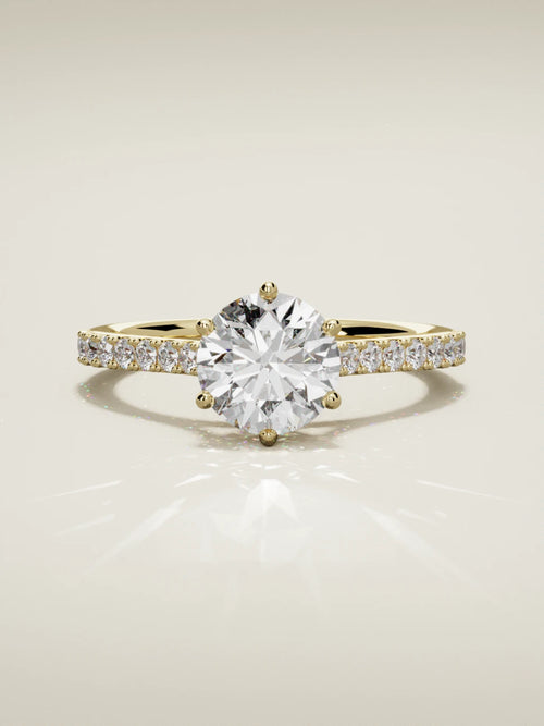 The Blonda round lab-grown diamond solitaire in 14K yellow gold, front view