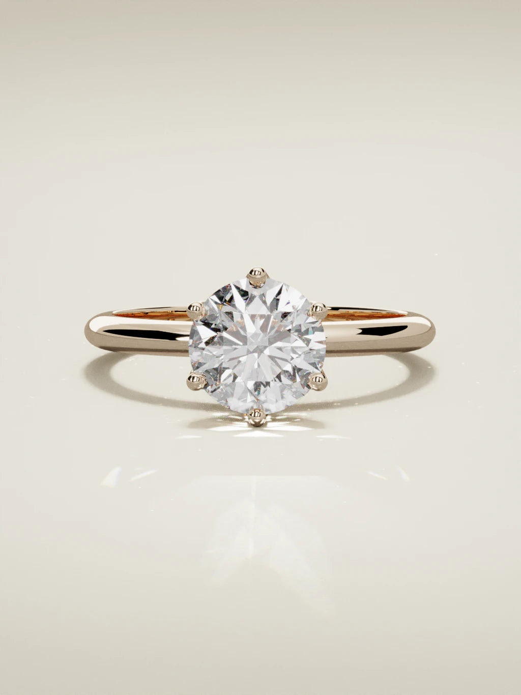 The Dalia, solitario con diamante redondo de laboratorio en oro rosa 14K, vista frontal
