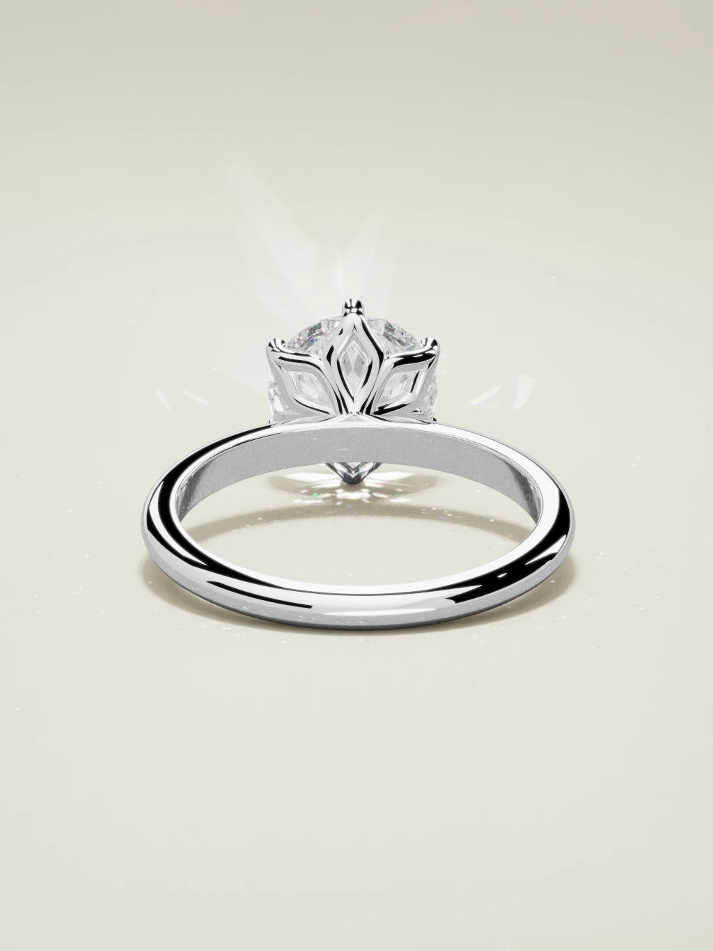 The Dalia, solitario con diamante redondo de laboratorio en oro blanco 14K, vista trasera