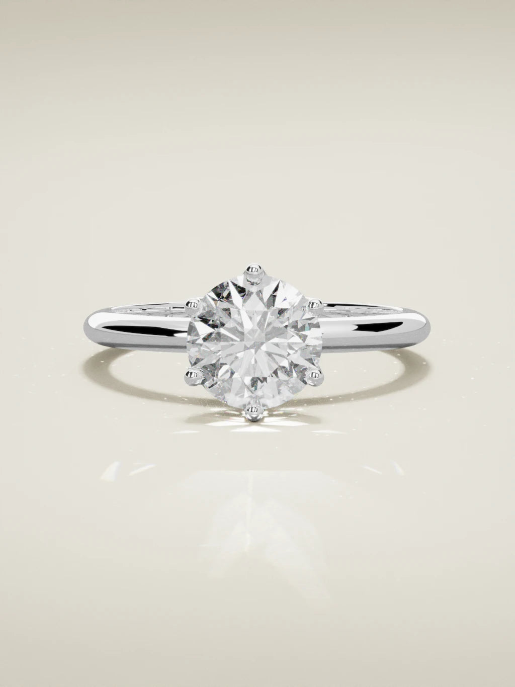 The Dalia, solitario con diamante redondo de laboratorio en oro blanco 14K, vista frontal