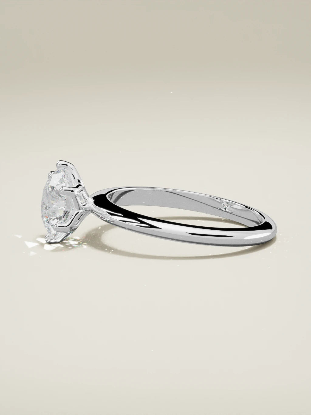 The Dalia, solitario con diamante redondo de laboratorio en oro blanco 14K, vista lateral