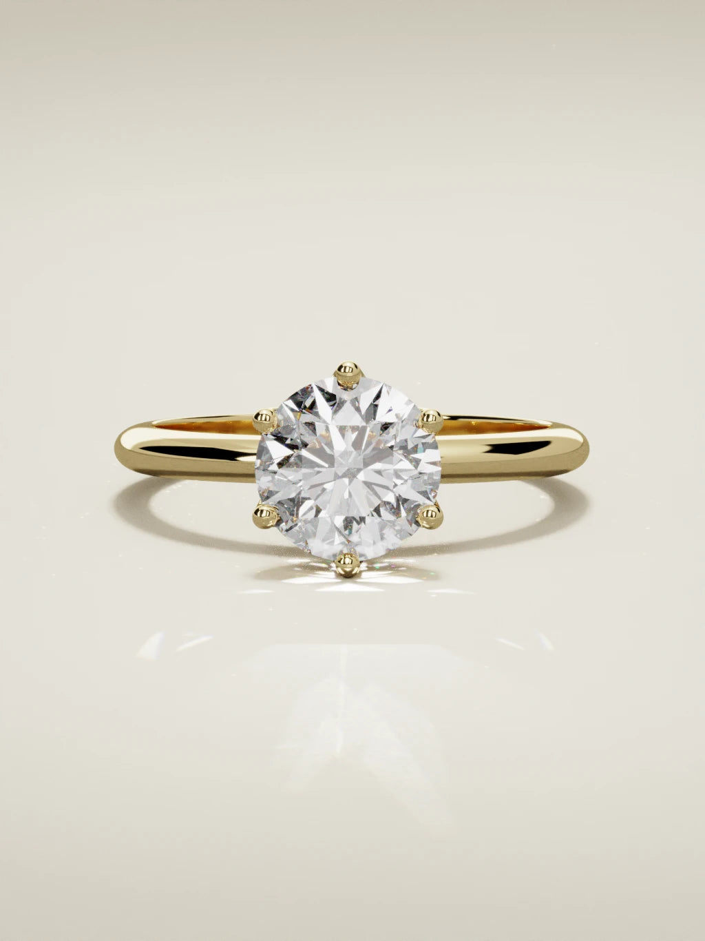 The Dalia, solitario con diamante redondo de laboratorio en oro amarillo 14K, vista frontal