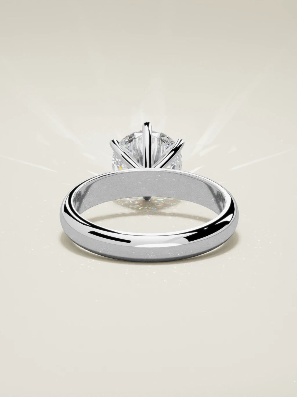 The Fina, solitario con diamante redondo de laboratorio en oro blanco 14K, vista trasera