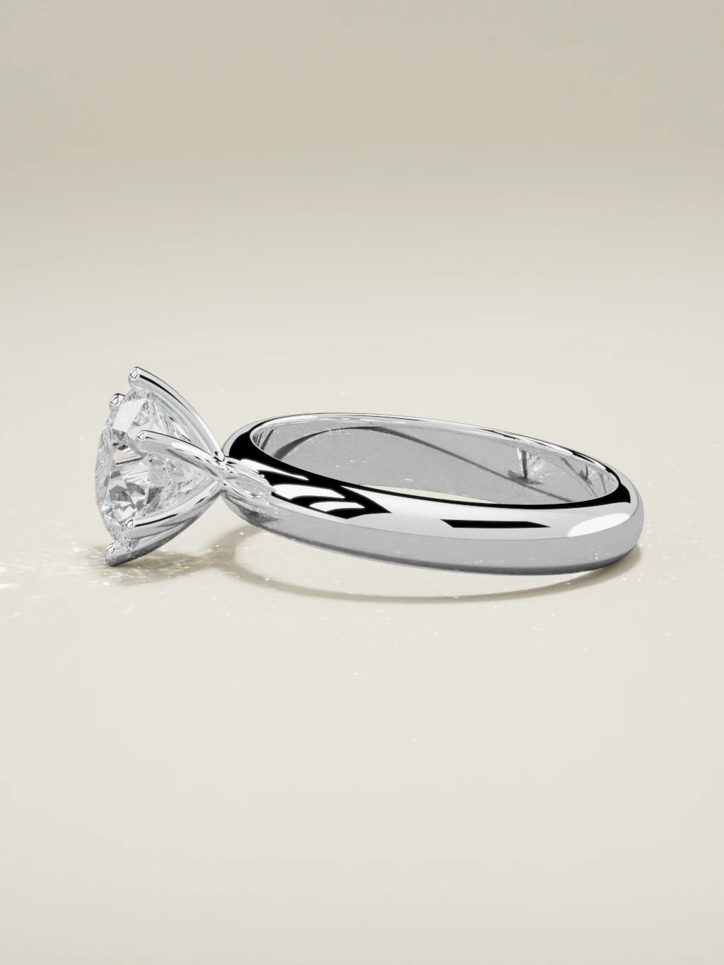 The Fina, solitario con diamante redondo de laboratorio en oro blanco 14K, vista lateral