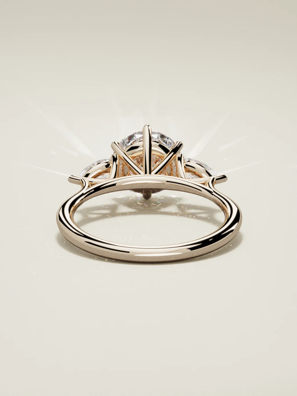 The Gala, solitario con diamante redondo de laboratorio en oro rosa 14K, vista trasera