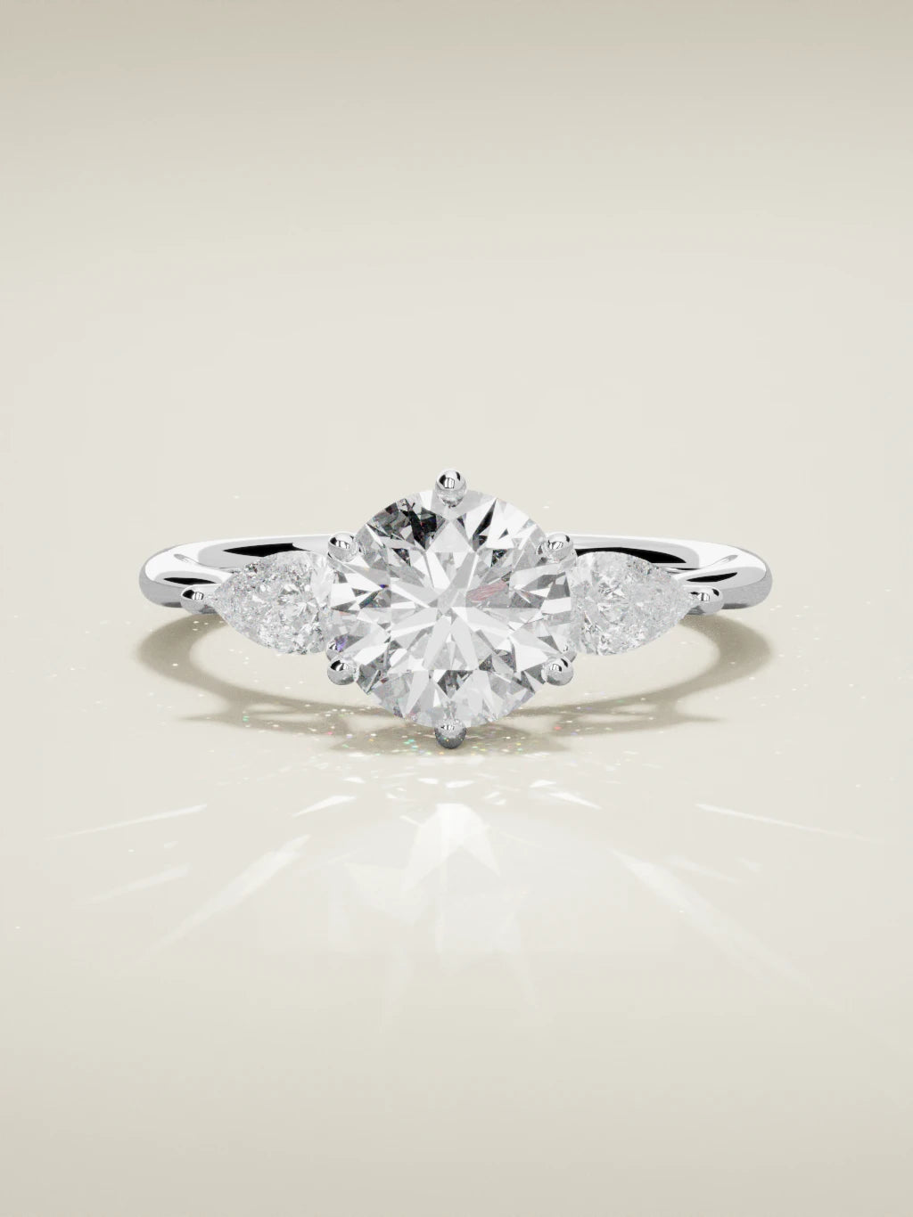 The Gala, solitario con diamante redondo de laboratorio en oro blanco 14K, vista frontal