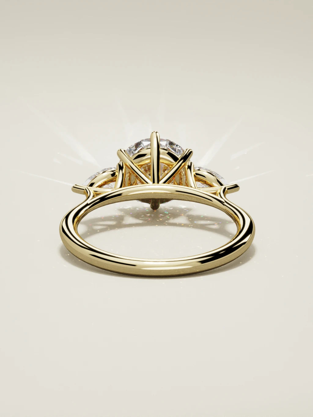 The Gala, solitario con diamante redondo de laboratorio en oro amarillo 14K, vista trasera