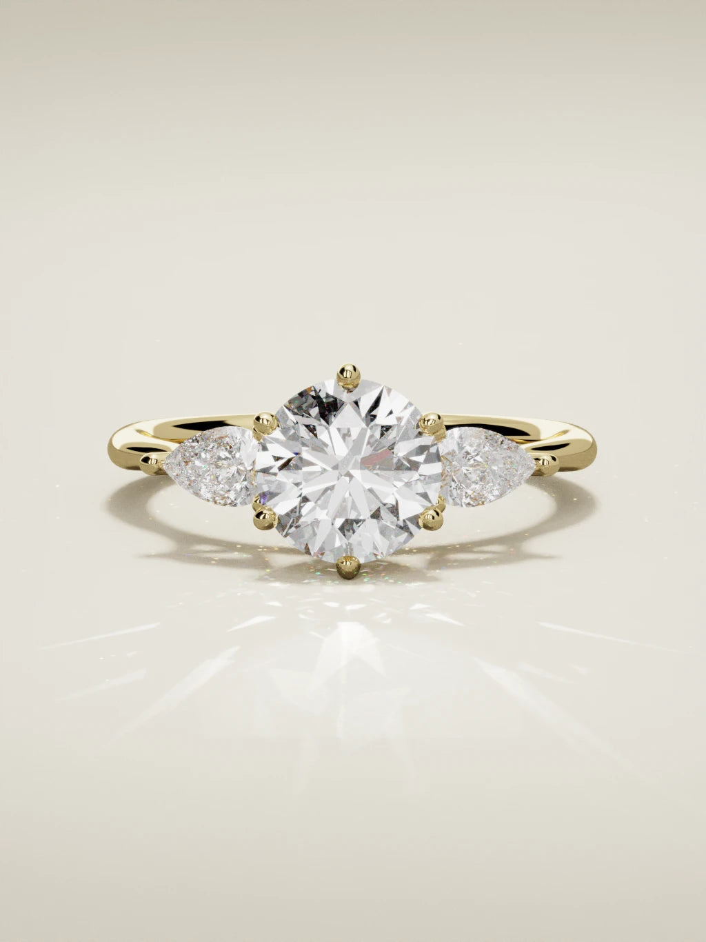 The Gala, solitario con diamante redondo de laboratorio en oro amarillo 14K, vista frontal