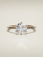 The Iris round lab-grown diamond solitaire in 14K rose gold, front view