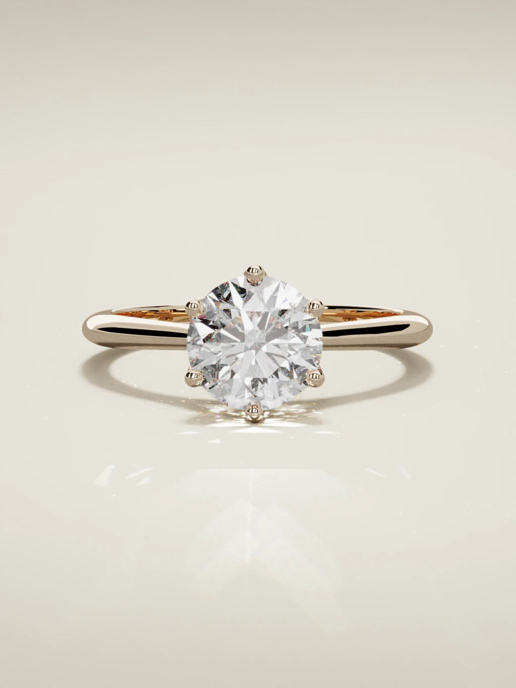 The Iris round lab-grown diamond solitaire in 14K rose gold, front view