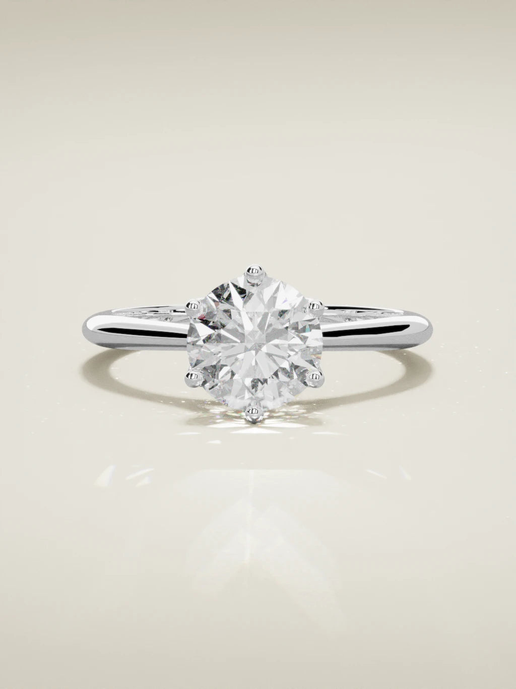 The Iris round lab-grown diamond solitaire in 14K white gold, front view