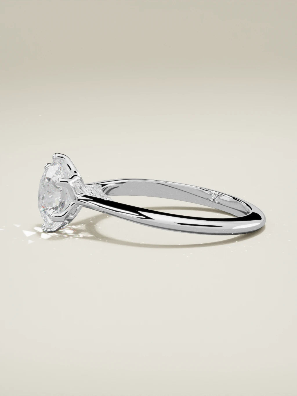 The Iris round lab-grown diamond solitaire in 14K white gold, side view