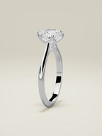 The Iris round lab-grown diamond solitaire in 14K white gold, standing front view