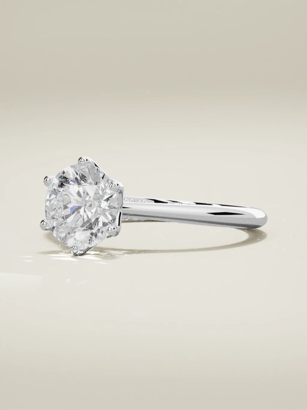 The Iris round lab-grown diamond solitaire in 14K white gold, three-quarter view