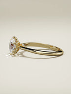 The Iris round lab-grown diamond solitaire in 14K yellow gold, side view