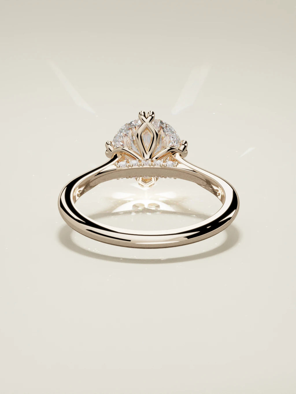 The Jazmin, solitario con diamante redondo de laboratorio en oro rosa 14K, vista trasera