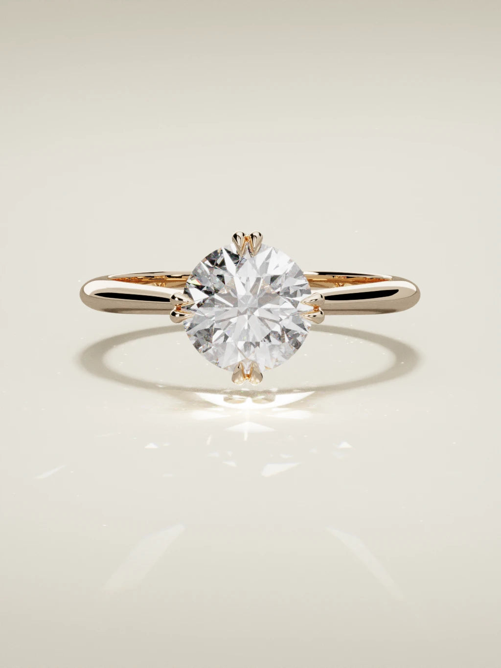 The Jazmin, solitario con diamante redondo de laboratorio en oro rosa 14K, vista frontal