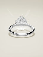 The Jazmin, solitario con diamante redondo de laboratorio en oro blanco 14K, vista trasera