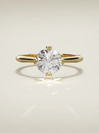The Jazmin, solitario con diamante redondo de laboratorio en oro amarillo 14K, vista frontal