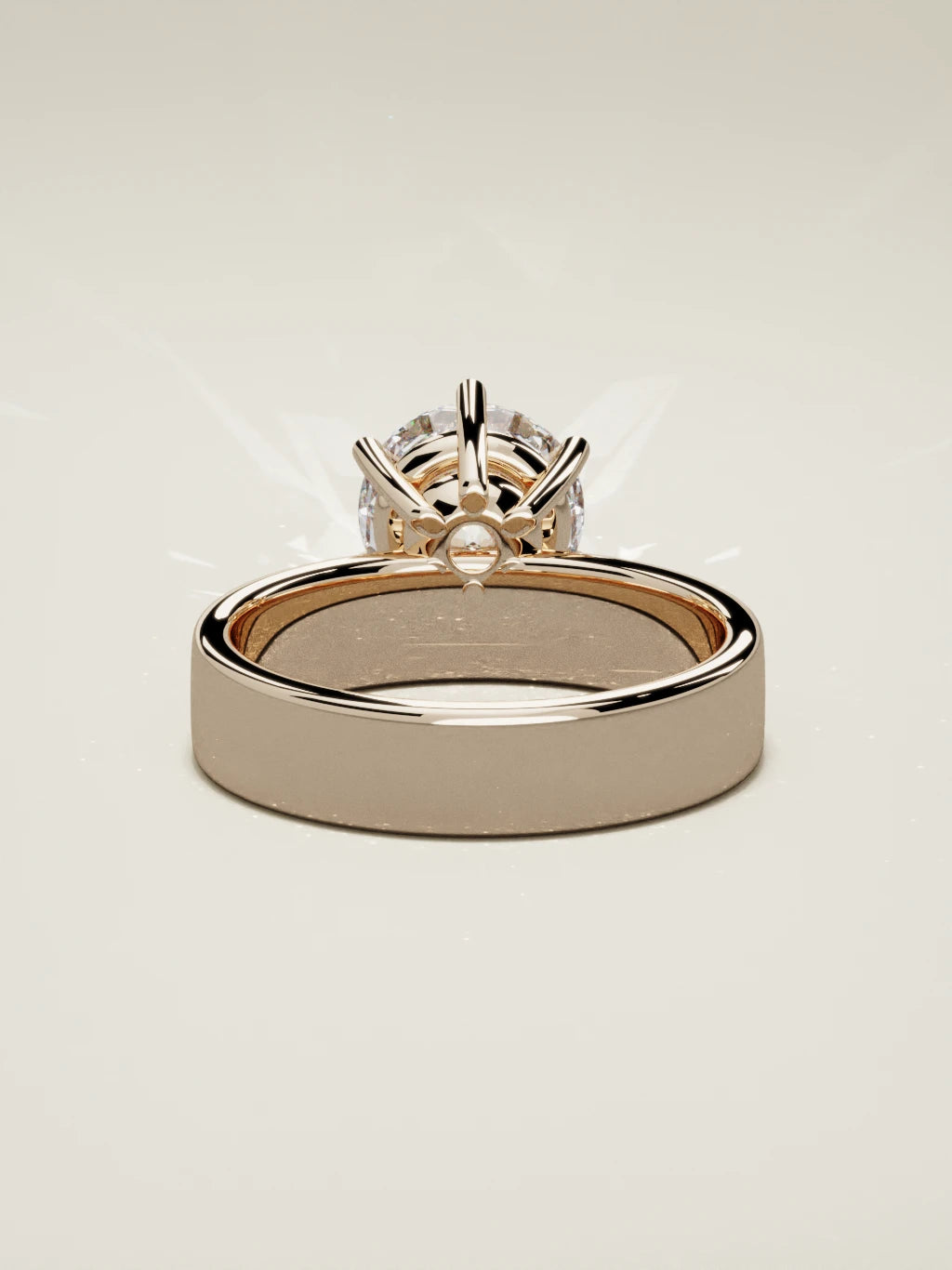 The Joya, solitario con diamante redondo de laboratorio en oro rosa 14K, vista trasera