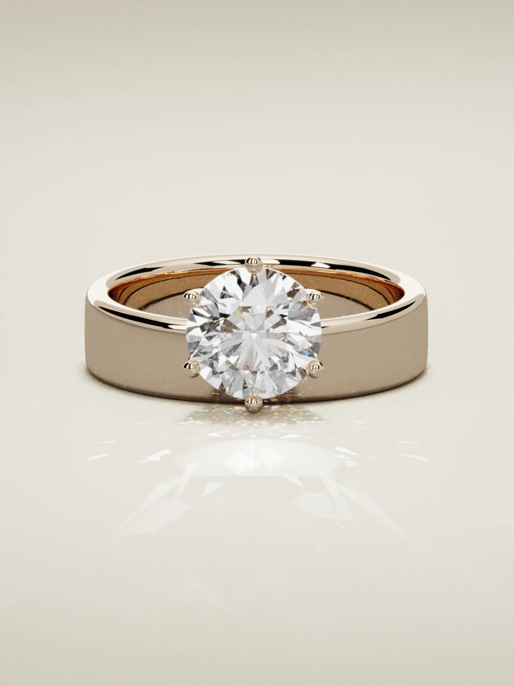 The Joya, solitario con diamante redondo de laboratorio en oro rosa 14K, vista frontal