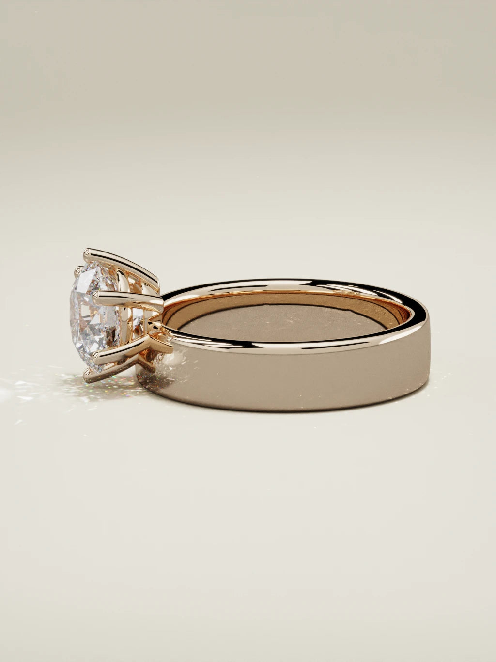 The Joya, solitario con diamante redondo de laboratorio en oro rosa 14K, vista lateral