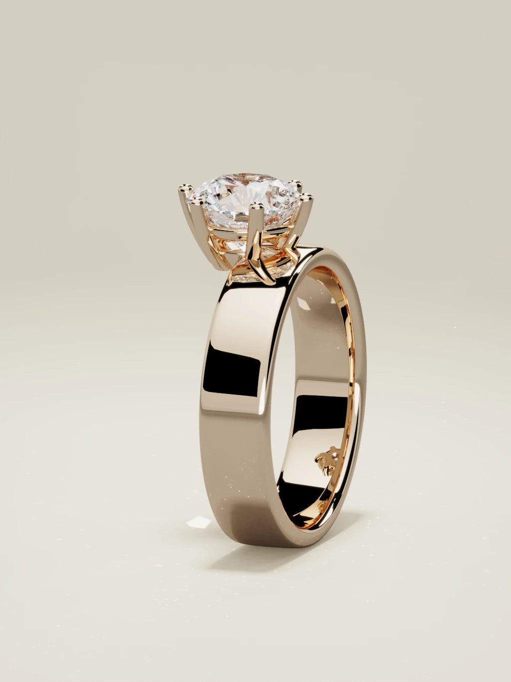 The Joya, solitario con diamante redondo de laboratorio en oro rosa 14K, de pie, vista frontal