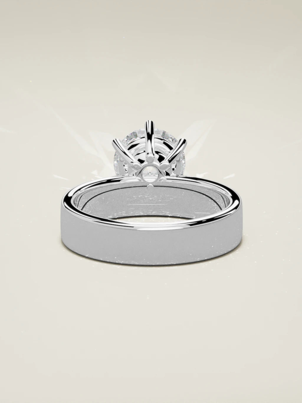 The Joya, solitario con diamante redondo de laboratorio en oro blanco 14K, vista trasera