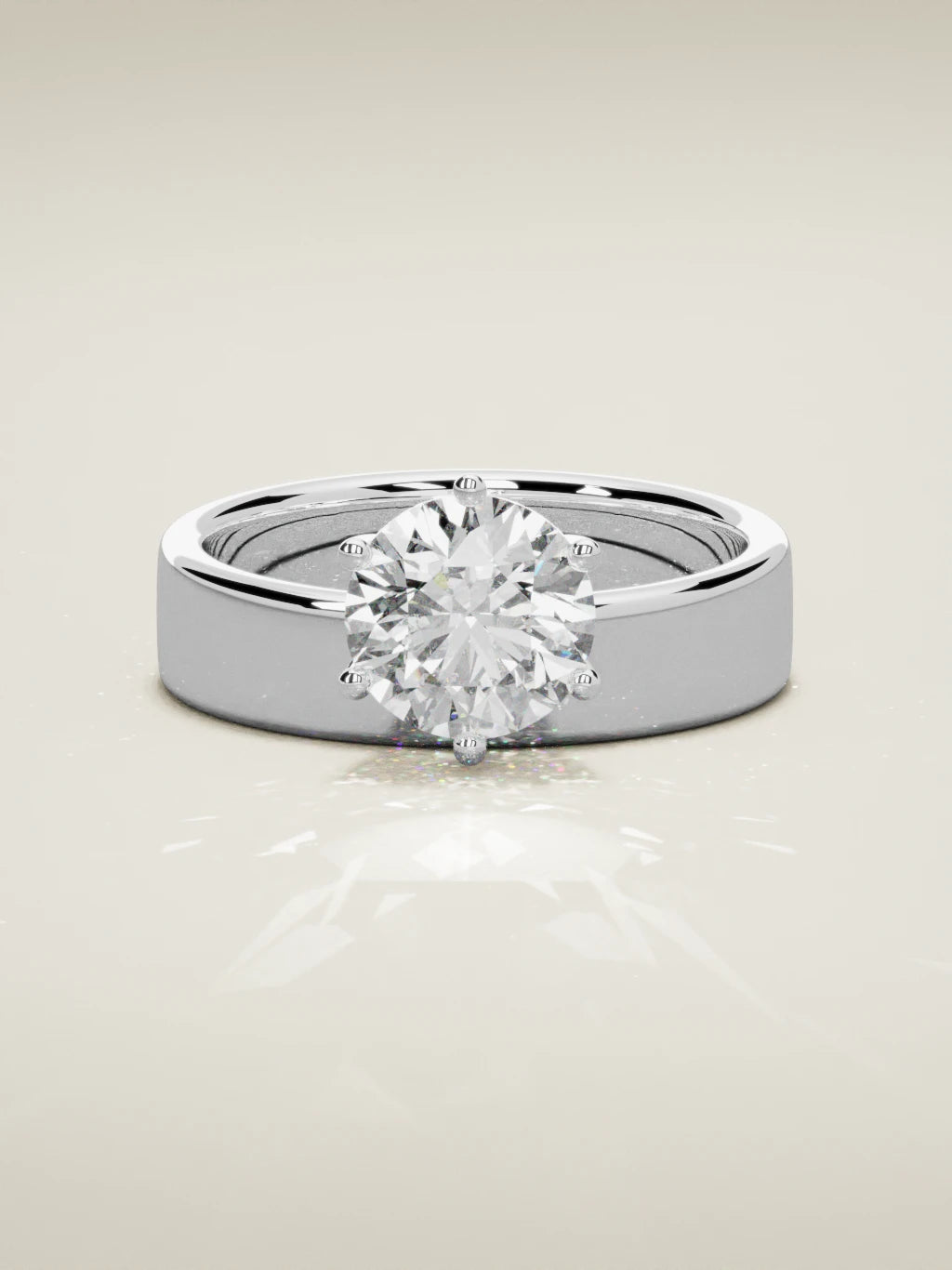 The Joya, solitario con diamante redondo de laboratorio en oro blanco 14K, vista frontal