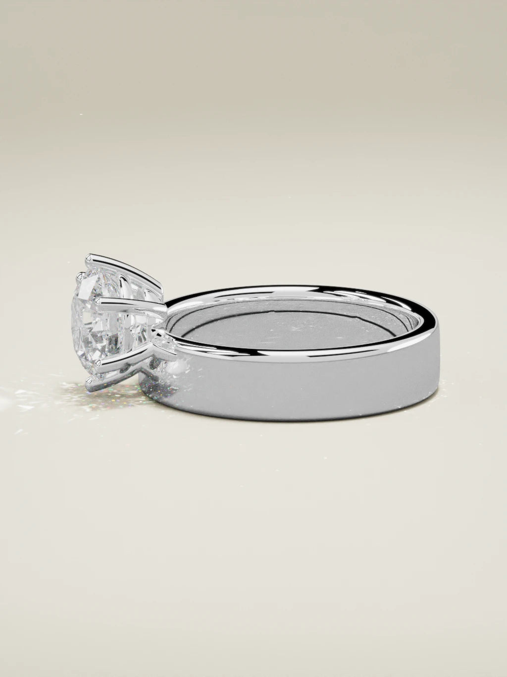 The Joya, solitario con diamante redondo de laboratorio en oro blanco 14K, vista lateral