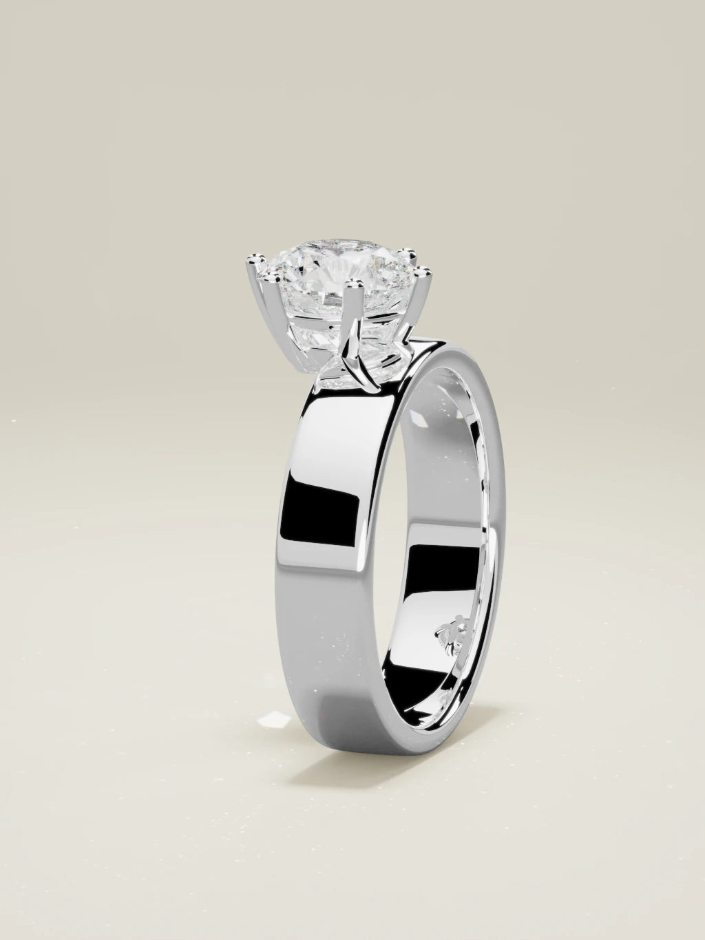 The Joya, solitario con diamante redondo de laboratorio en oro blanco 14K, de pie, vista frontal