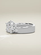 The Joya, solitario con diamante redondo de laboratorio en oro blanco 14K, vista de tres cuartos