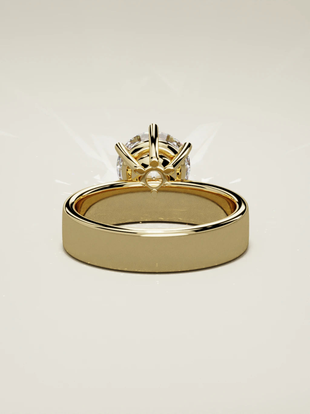 The Joya, solitario con diamante redondo de laboratorio en oro amarillo 14K, vista trasera