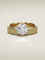 The Joya, solitario con diamante redondo de laboratorio en oro amarillo 14K, vista frontal