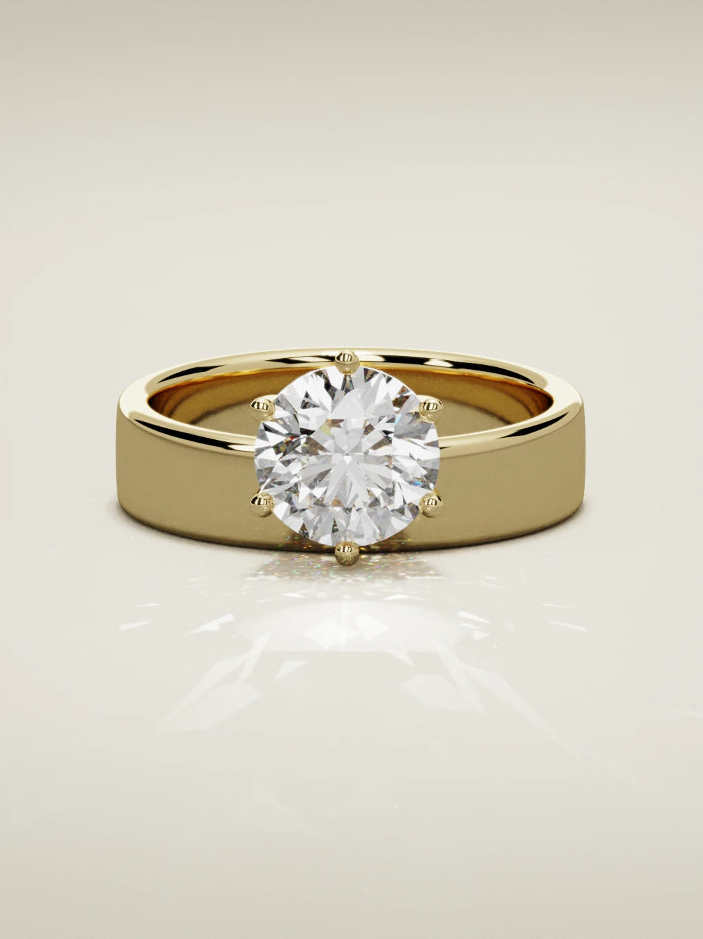 The Joya, solitario con diamante redondo de laboratorio en oro amarillo 14K, vista frontal