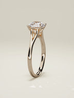 The Lazo, solitario con diamante redondo de laboratorio en oro rosa 14K, de pie, vista frontal