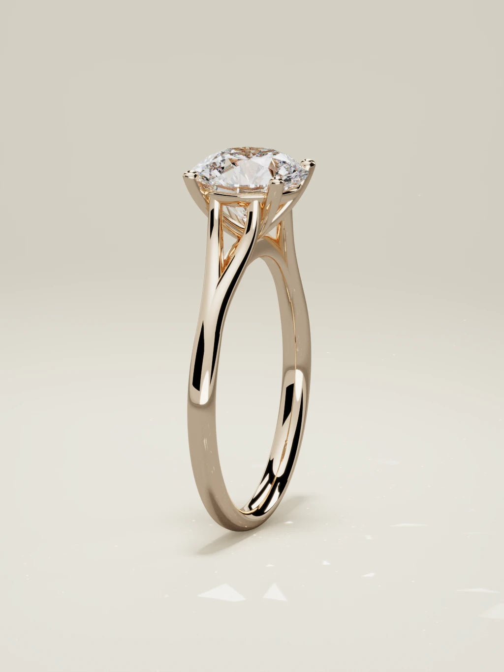 The Lazo, solitario con diamante redondo de laboratorio en oro rosa 14K, de pie, vista frontal