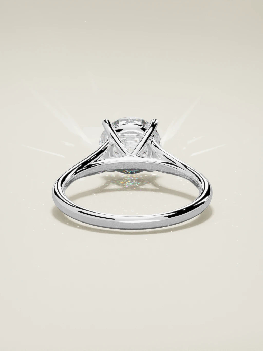 The Lazo, solitario con diamante redondo de laboratorio en oro blanco 14K, vista trasera
