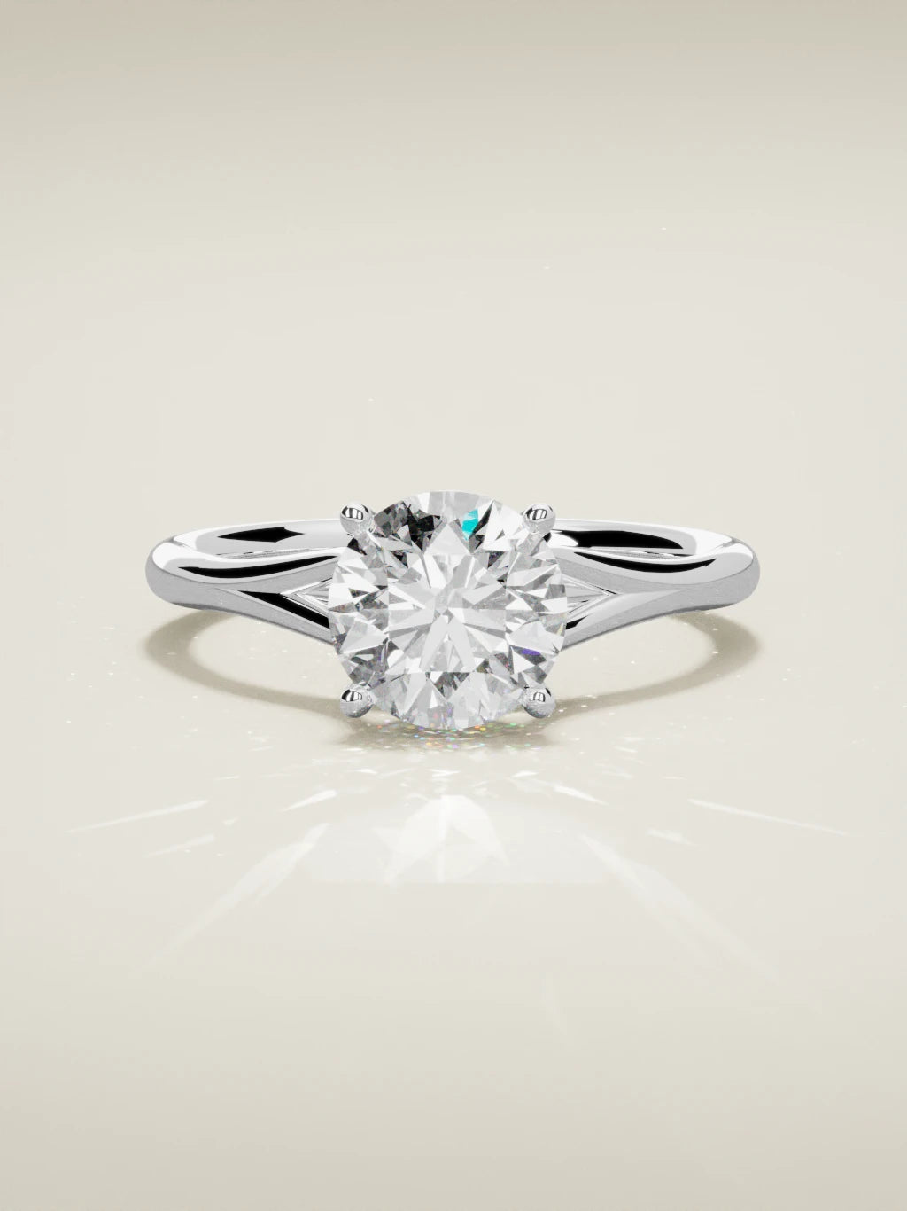 The Lazo, solitario con diamante redondo de laboratorio en oro blanco 14K, vista frontal