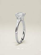 The Lazo, solitario con diamante redondo de laboratorio en oro blanco 14K, de pie, vista frontal