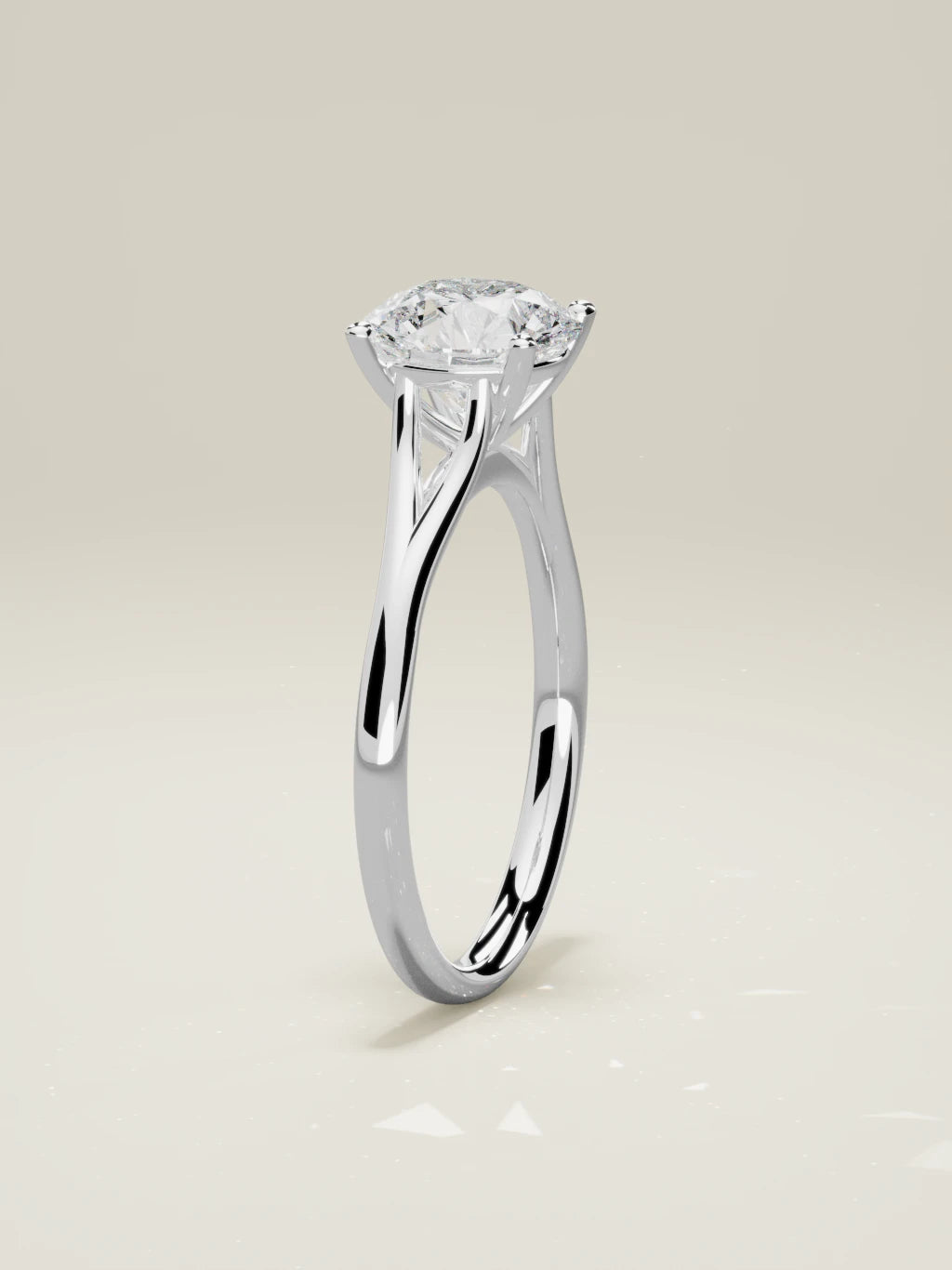 The Lazo, solitario con diamante redondo de laboratorio en oro blanco 14K, de pie, vista frontal