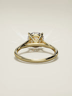 The Lazo, solitario con diamante redondo de laboratorio en oro amarillo 14K, vista trasera