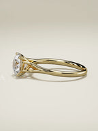 The Lazo, solitario con diamante redondo de laboratorio en oro amarillo 14K, vista lateral